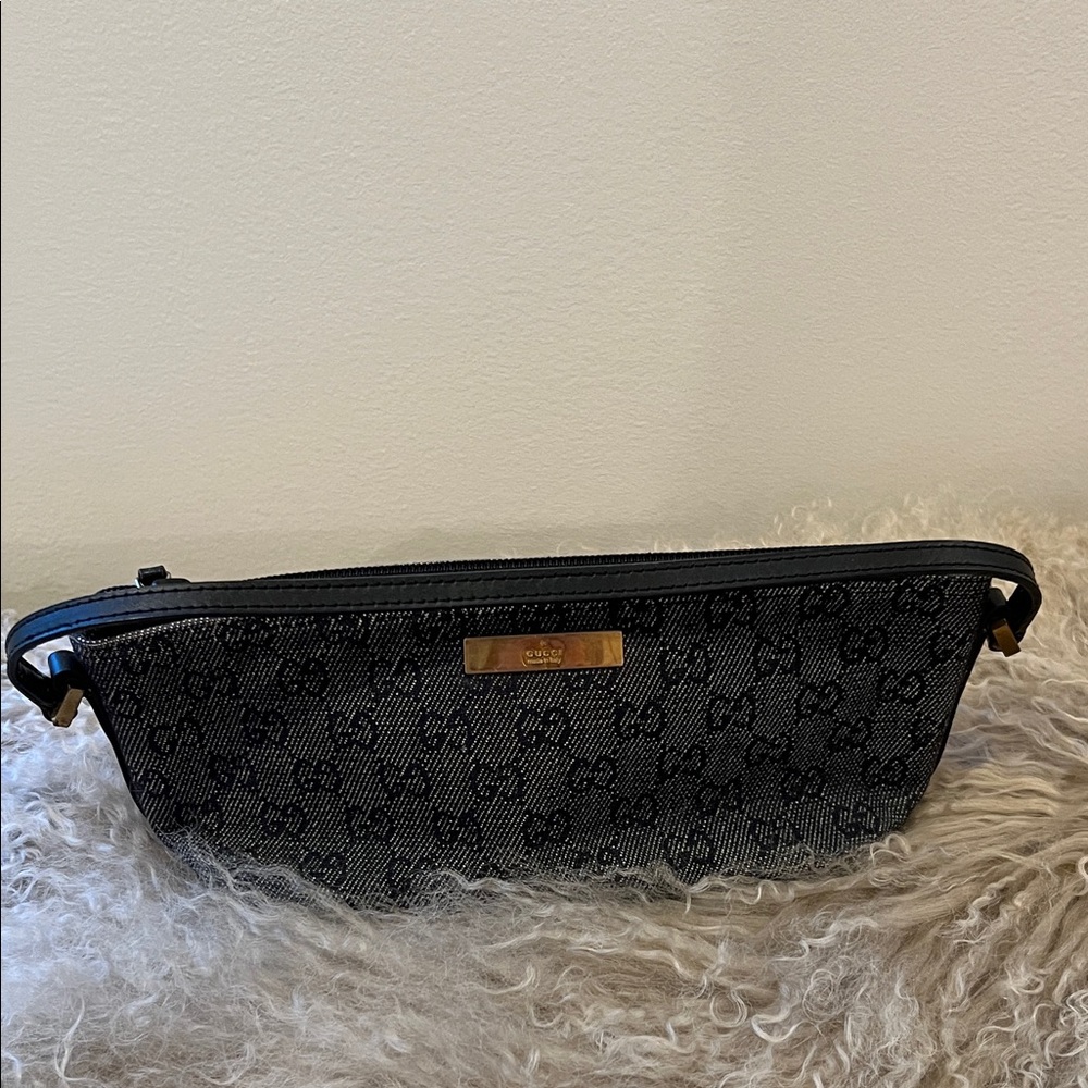Gucci Black and Gray Monogram Clutch